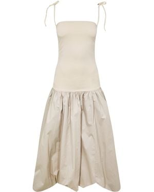 Amy Lynn Amy Lynn Alexa Shoulder Tie Ultra Mini Peplum Dress - Natural