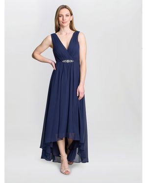 Gina Bacconi Pandora Wrap Effect Hi-Lo Dress - Blue