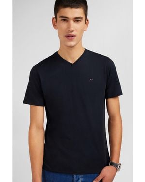 Eden Park V Neck Light Pima Cotton T-Shirt - Black