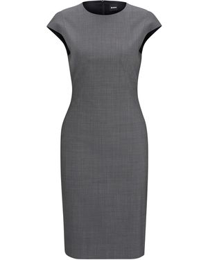 BOSS Dironah Tailored Fit Wrap Dress - Grey
