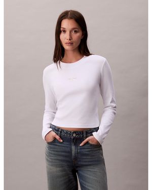 Calvin Klein Long-Sleeve Crop Top - Purple