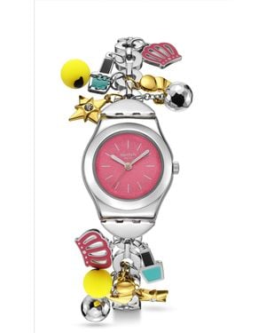 Swatch Charm Quartz Analogue Watch - Pink