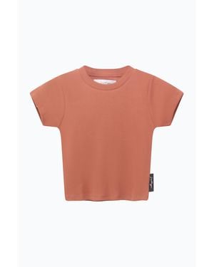 Hype Rib Cropped T-Shirt - Pink