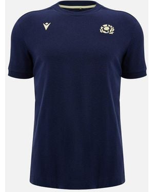 MACRON Scotland Rugby Six Nations 2024/25 Cotton Short-Sleeve T-Shirt - Blue