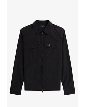 Fred Perry Long Sleeve Zip Overshirt - Black