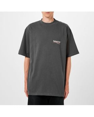 Balenciaga Oversized Embroidered Cotton-Jersey T-Shirt - Grey