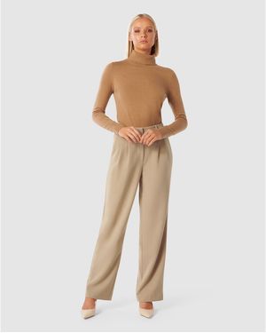Forever New Danielle Straight Leg Trousers - Natural