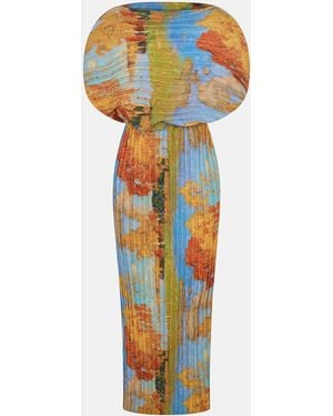 Never Fully Dressed Artist Tilly Artistic Pattern Long Maxi Dress - Blue