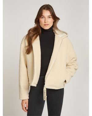 Calvin Klein Sherpa Recycled Polyester Relaxed Fit Shearling Jacket - Natural