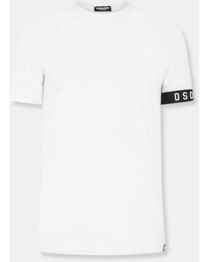 DSquared² Dsq Band Logo Slim Fit T-Shirt - White