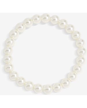 Jon Richard Single Row Pearl Stretch Bracelet - White
