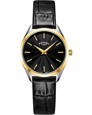 Rotary Ladies Ultra Slim Ss Leather Watch - Metallic
