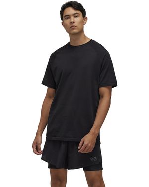 Y-3 Adults Short-Sleeve Running Regular Fit T-Shirt - Black
