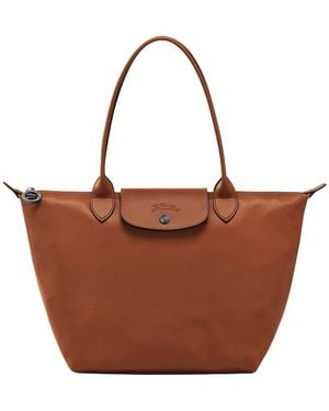 Longchamp Leather Tote Bag - Brown
