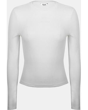 Jack Wills Waffle Lsbaby Cotton Crew Neck Slim Fit Long Sleeve T-Shirt - White