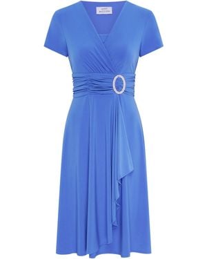 Gina Bacconi Deborah Jersey Dress With Diamonte Trim - Blue