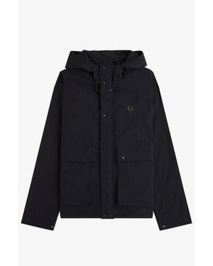 Fred Perry Cropped Ripstop Hooded Long Sleeve Parka - Black
