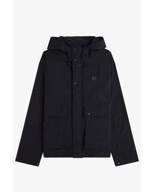 Fred Perry Cropped Ripstop Hooded Long Sleeve Parka - Black