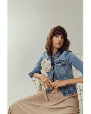 Vila Show Cotton Long Sleeve Denim Jacket - Blue