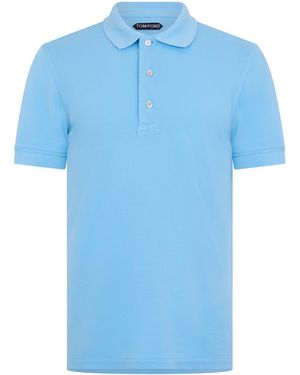 Tom Ford Tf Lyocell Short Sleeve Polo Shirt - Blue