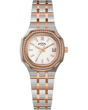 Rotary Ladies Brilliance Two Tone Ss Bracelet Watc - Metallic
