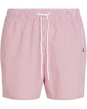 Tommy Hilfiger Ithaca Stripe Medium Length Drawstring Swim Shorts - Pink