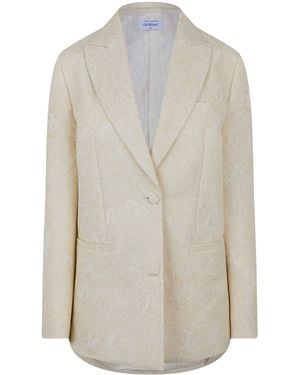 Off-White c/o Virgil Abloh Wool-Mix Structured Raw-Edge Suit Jacket - White