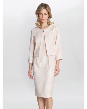 Gina Bacconi Lily Jacquard Shift Dress And Bolero - White