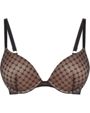 Wolford Sheer Logo Push-Up Demi Bra - Brown