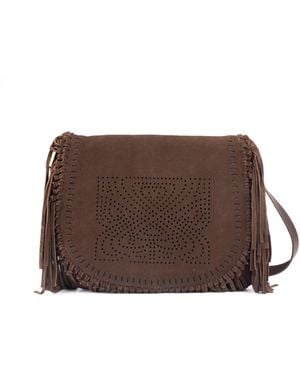 Biba Suede Fringe Shoulder Bag - Brown