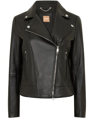 BOSS Sajin Leather Jacket - Black