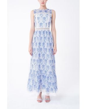 True Decadence Jewel Neck Sleeveless Maxi Wrap Dress - Blue