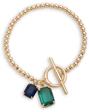 Ralph Lauren Lauren Ralph Lauren Tone Emerald & Beaded Toggle Bracelet - Metallic