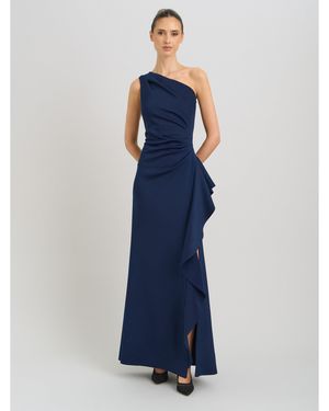 Gina Bacconi Darby One Shoulder Frill Dress - Blue