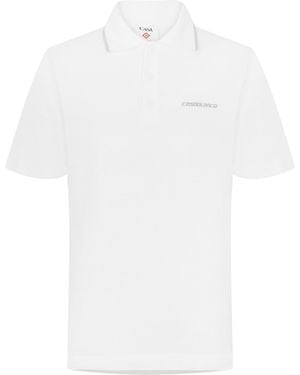 CASABLANCA Embroidered Laurel Short Sleeve Polo Shirt - White