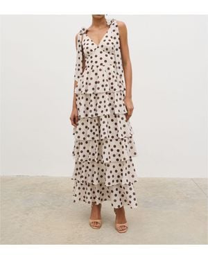 Pretty Lavish Fiore Tie Ruffle Long Maxi Dress - Natural