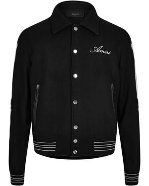 Amiri Bones Wool Long Sleeve Varsity Jacket - Black