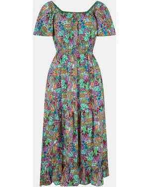 AX Paris Garden Print Frill Hem Midi Dress - Green