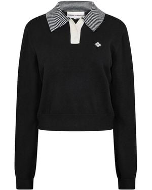 The Couture Club Striped Collar Polo Shirt - Black