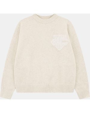 The Couture Club Fluffy Knit Crew Jumper - Natural
