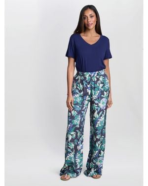 Gina Bacconi Quinn Satin Pull On Wide Leg Trouser - Blue