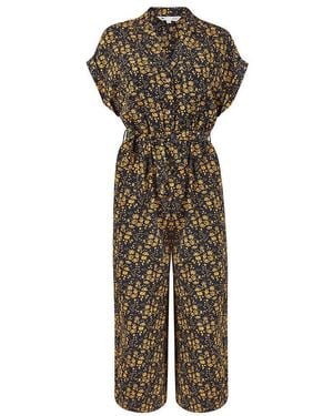 Yumi' Ditsy Jumpsuit With Pockets - Green