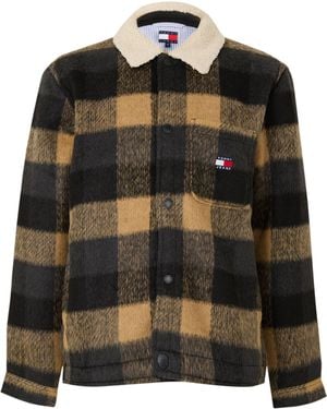 Tommy Hilfiger Teddy Collar Long-Sleeve Oversized Fit Overshirt - Black
