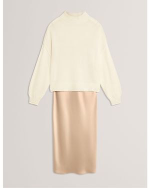 Ted Baker Knitted Jumper Dress - Natural
