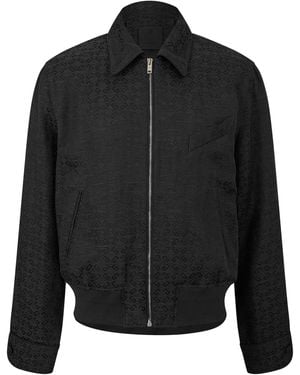 Givenchy Monogram Blouson Linen Long Sleeve Coach Jacket - Black