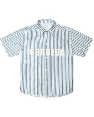 GBADEBO Pleated Striped Shirt - Blue