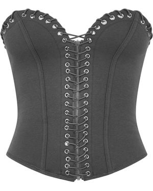 Mars the Label Lace-Trim Jersey Slim-Fit Corset Top - Multicolour