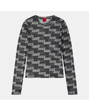 HUGO Delonie Cropped Crop Tops - Grey