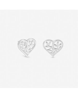 Inicio Sterling Plated Tree Of Love Heart Studs - White