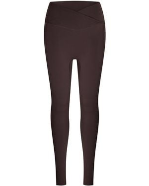 The Couture Club Sculpting Stretch Crossover Leggings - Brown